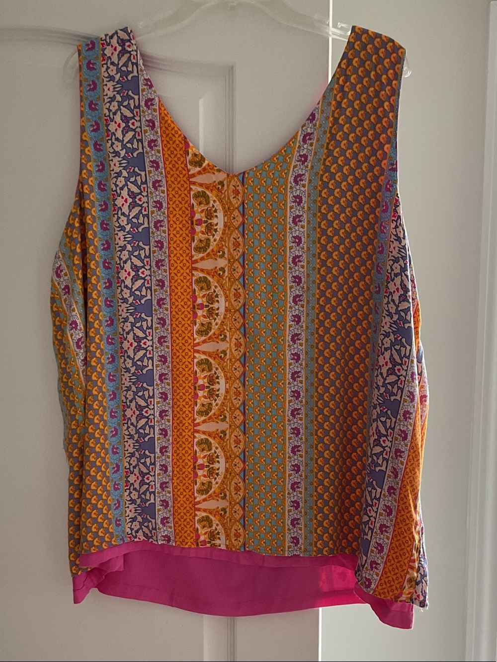 Tribal Multicolor Boho Stripe & Floral Tank - Pink, Orange, Blue, Purple